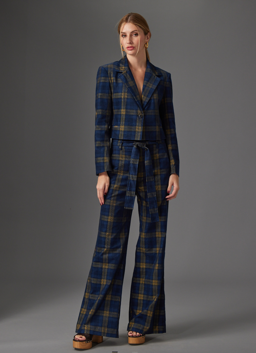 Oaklyn Pant - Blue Plaid