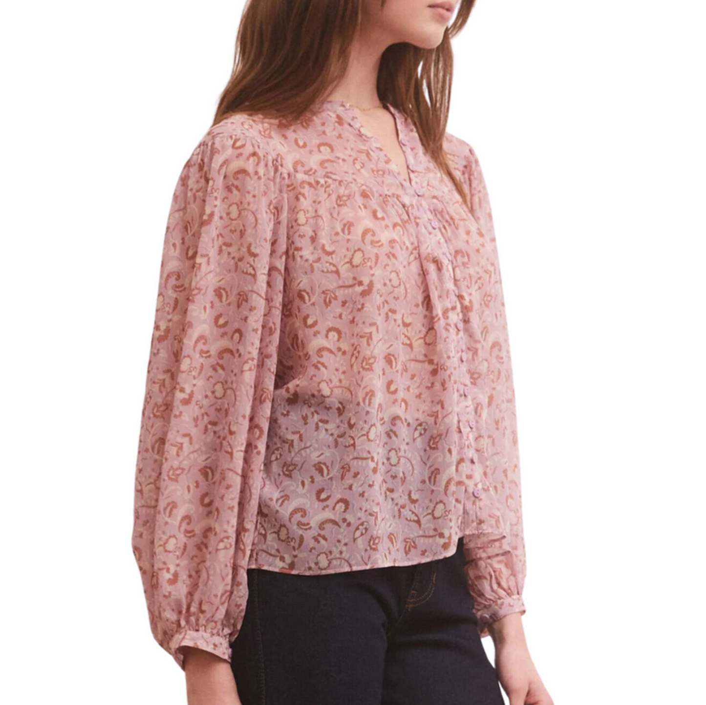 Liene Floral Top in Shadow Mauve