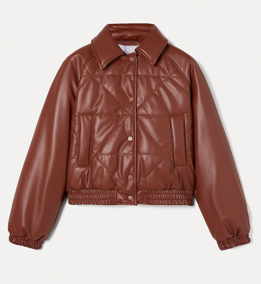 Chestnut Brown Eco Leather Bomber