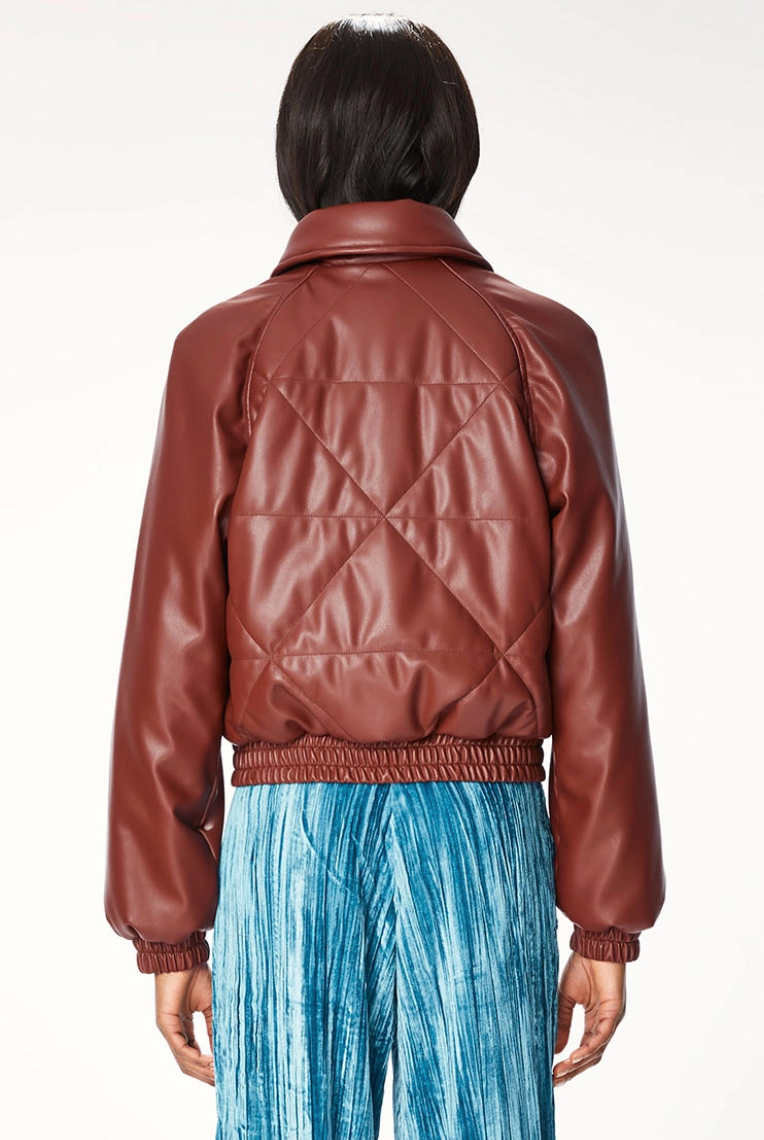 Chestnut Brown Eco Leather Bomber