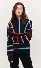 Conner 1/2 Zip Mock Neck Striped Sweater