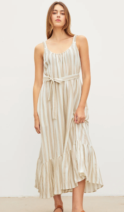 Meradith Striped Linen Maxi Dress
