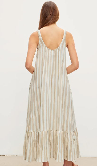Meradith Striped Linen Maxi Dress