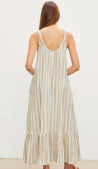 Meradith Striped Linen Maxi Dress
