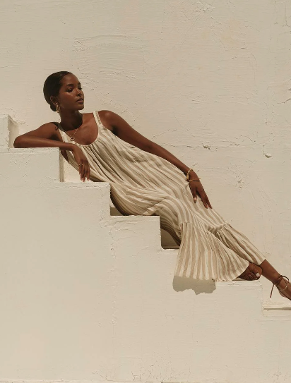 Meradith Striped Linen Maxi Dress