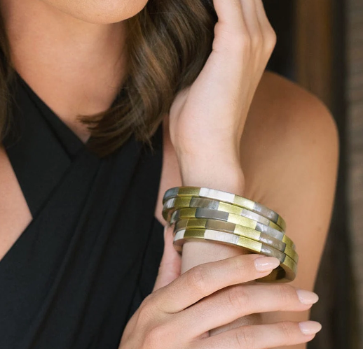 Gold Tile Bangle Set