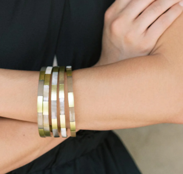 Gold Tile Bangle Set