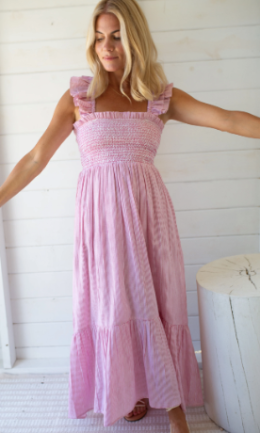 Sasco Dress- Red Seersucker