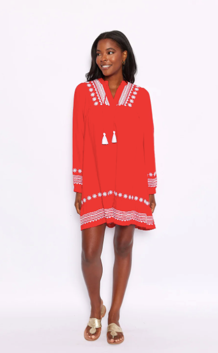 Red Ruffle Hem Dress