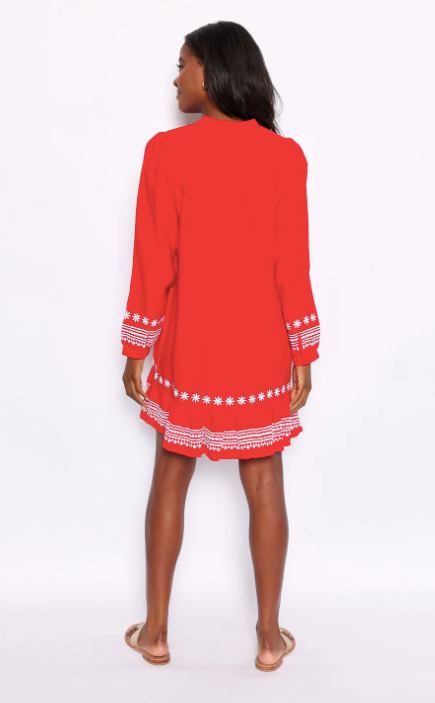 Red Ruffle Hem Dress