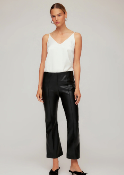 Sigourney Faux Leather Pintuck Pants