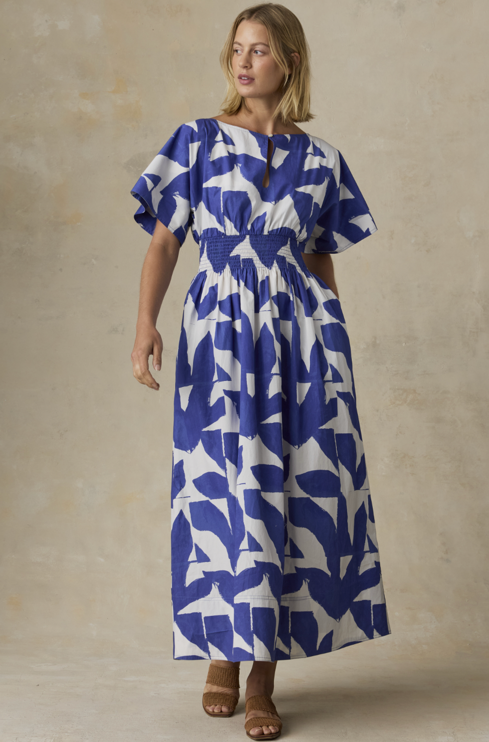 Coastal Poplin Elia Smocked Dress