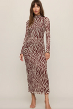 Sevilla Zebra Mesh Midi Dress