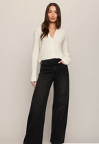 Head Turner High Rise Wide Washed Black Denim