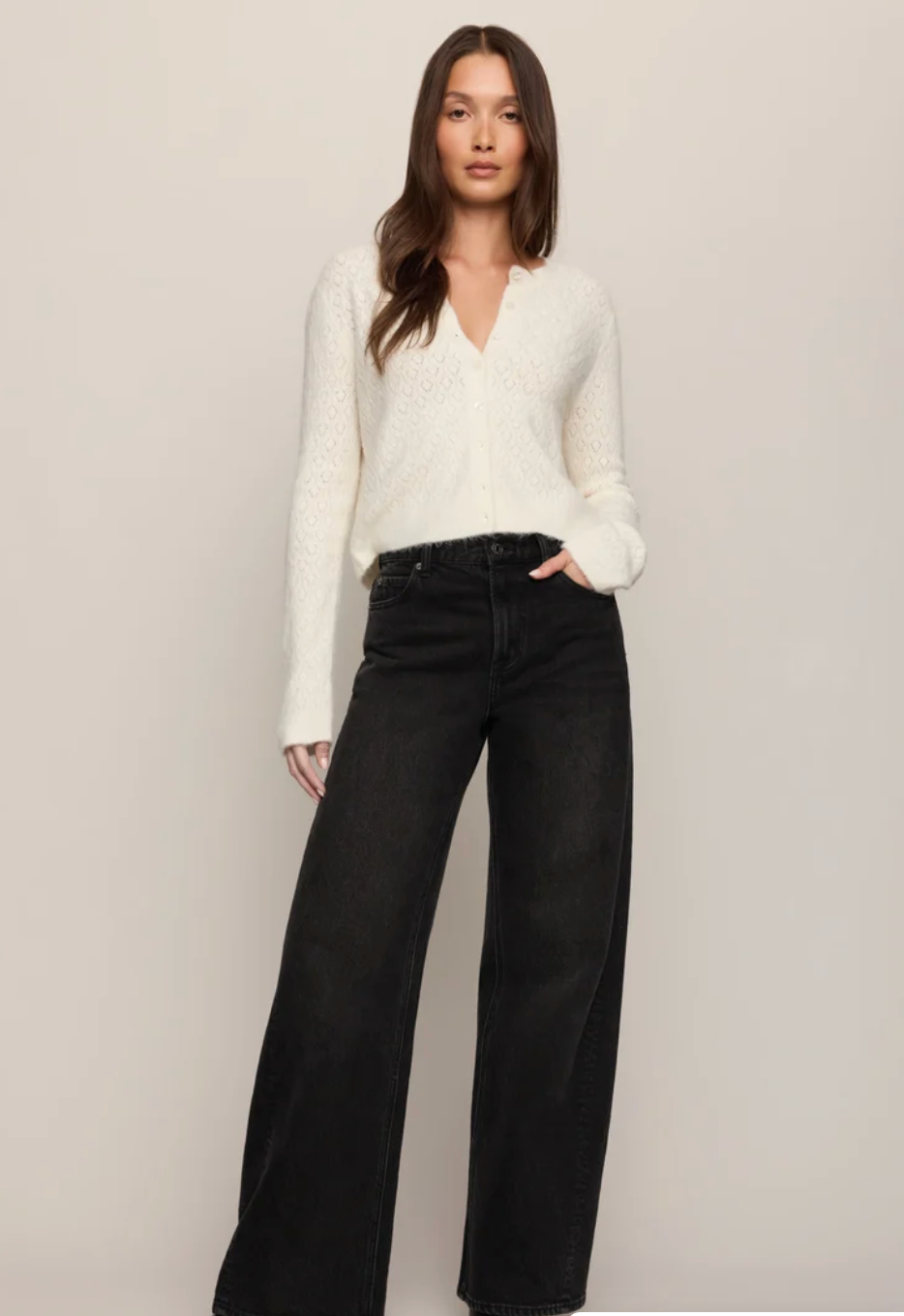 Head Turner High Rise Wide Washed Black Denim