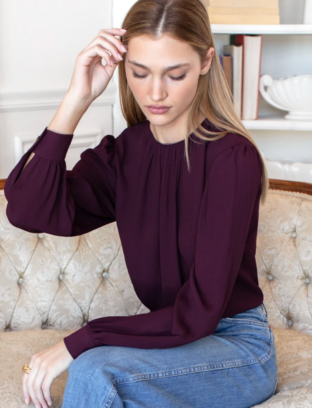 Gathered Neckline Top - Winetasting