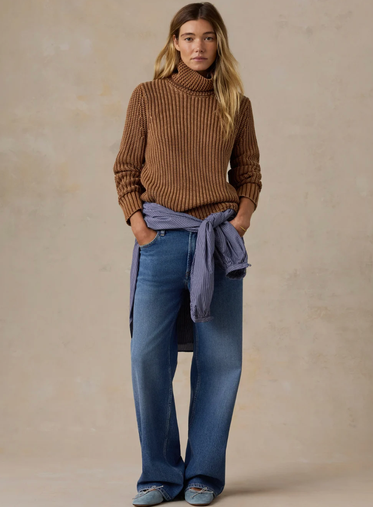 Sunwashed Cotton Turtleneck Sweater