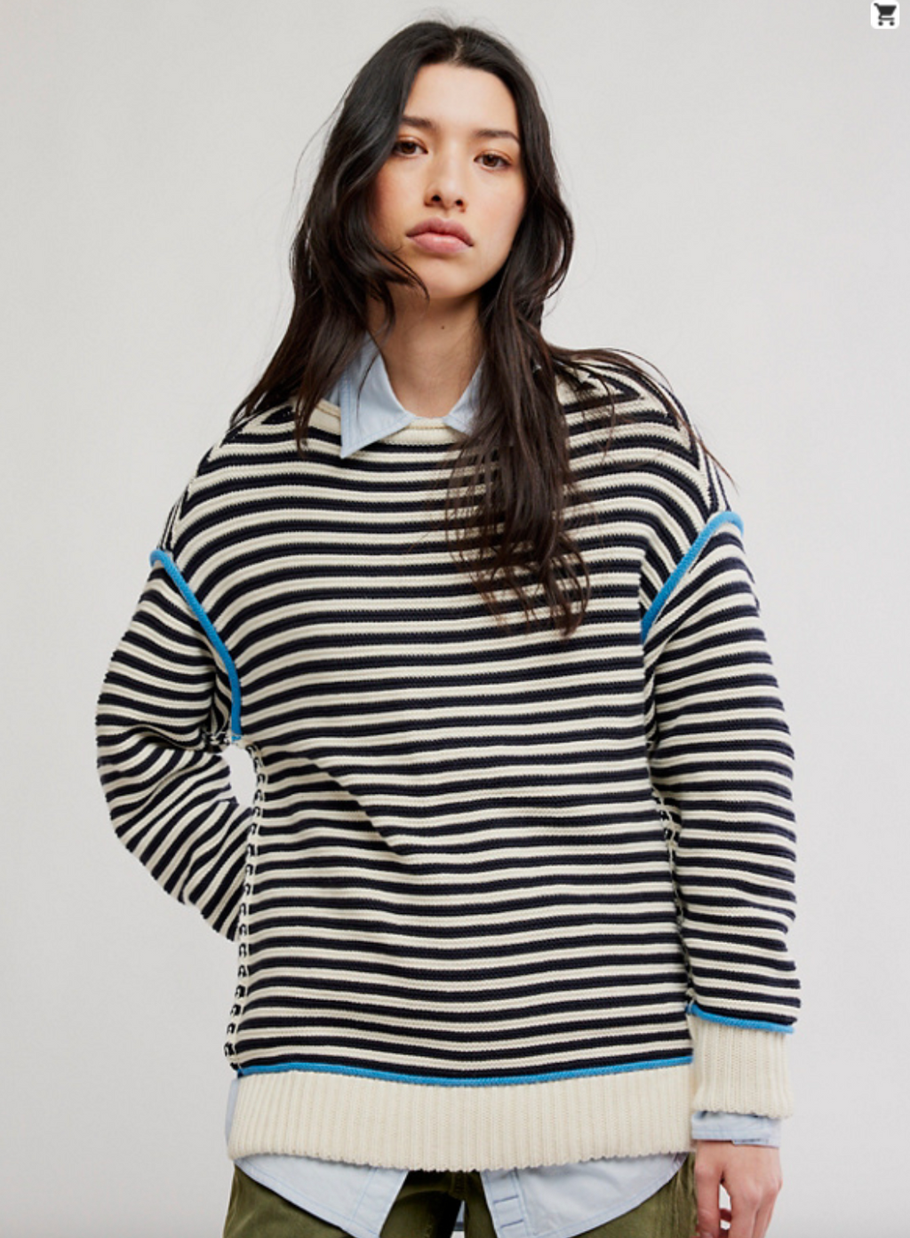 Free Asher Pullover - Navy Stripes