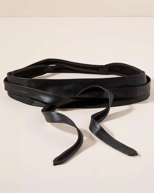 Leather Wrap Belt-Black