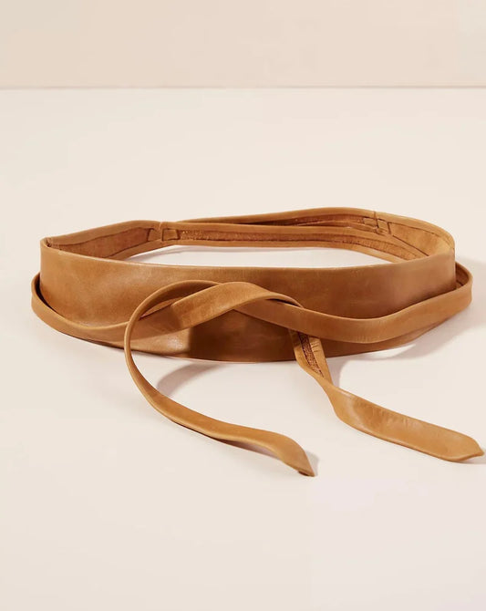 Leather Wrap Belt- Tan