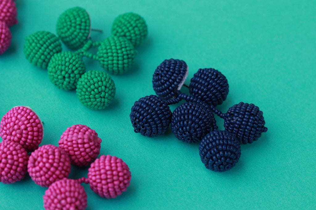 Fuchsia Beaded Bauble Drop Earring