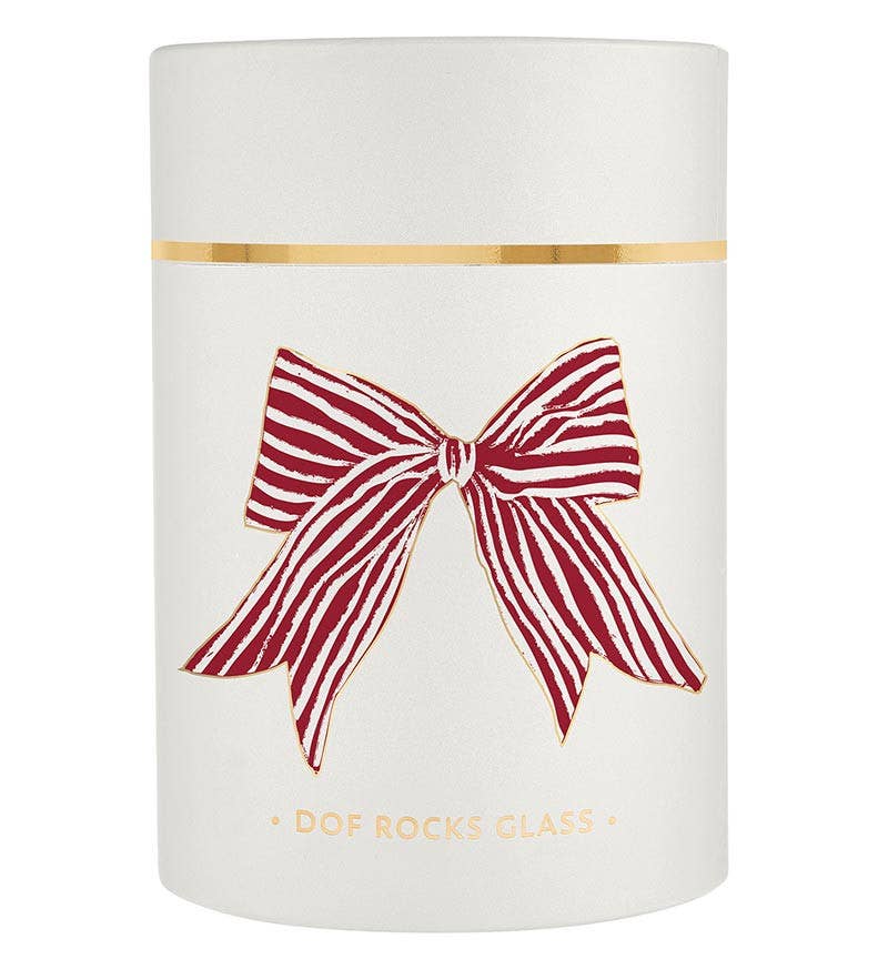 Red Striped Bow Cocktail Glass