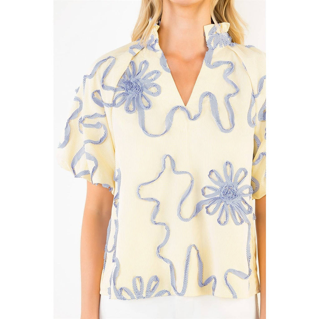 Puff Sleeve Ribbon Top
