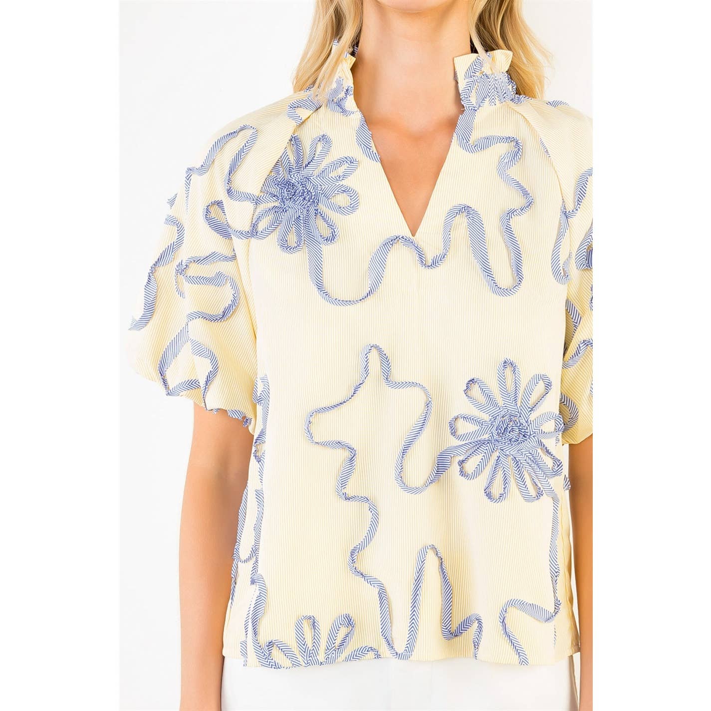 Puff Sleeve Ribbon Top