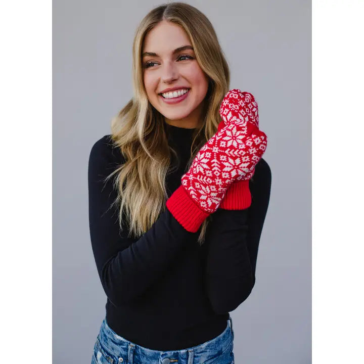 Red Snowflake Mittens