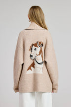 Puppy Jacquard Sweater Cardigan