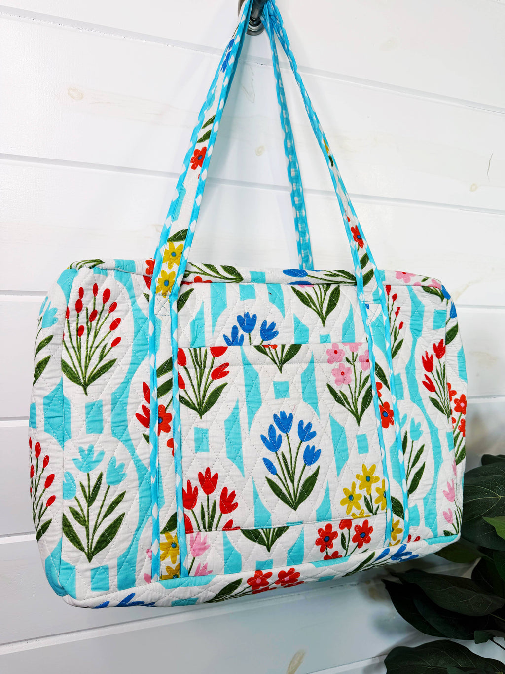 Aqua Garden Party Weekender Bag