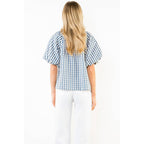 Gingham Puff Sleeve Top
