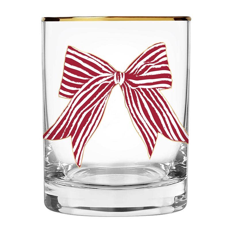 Red Striped Bow Cocktail Glass