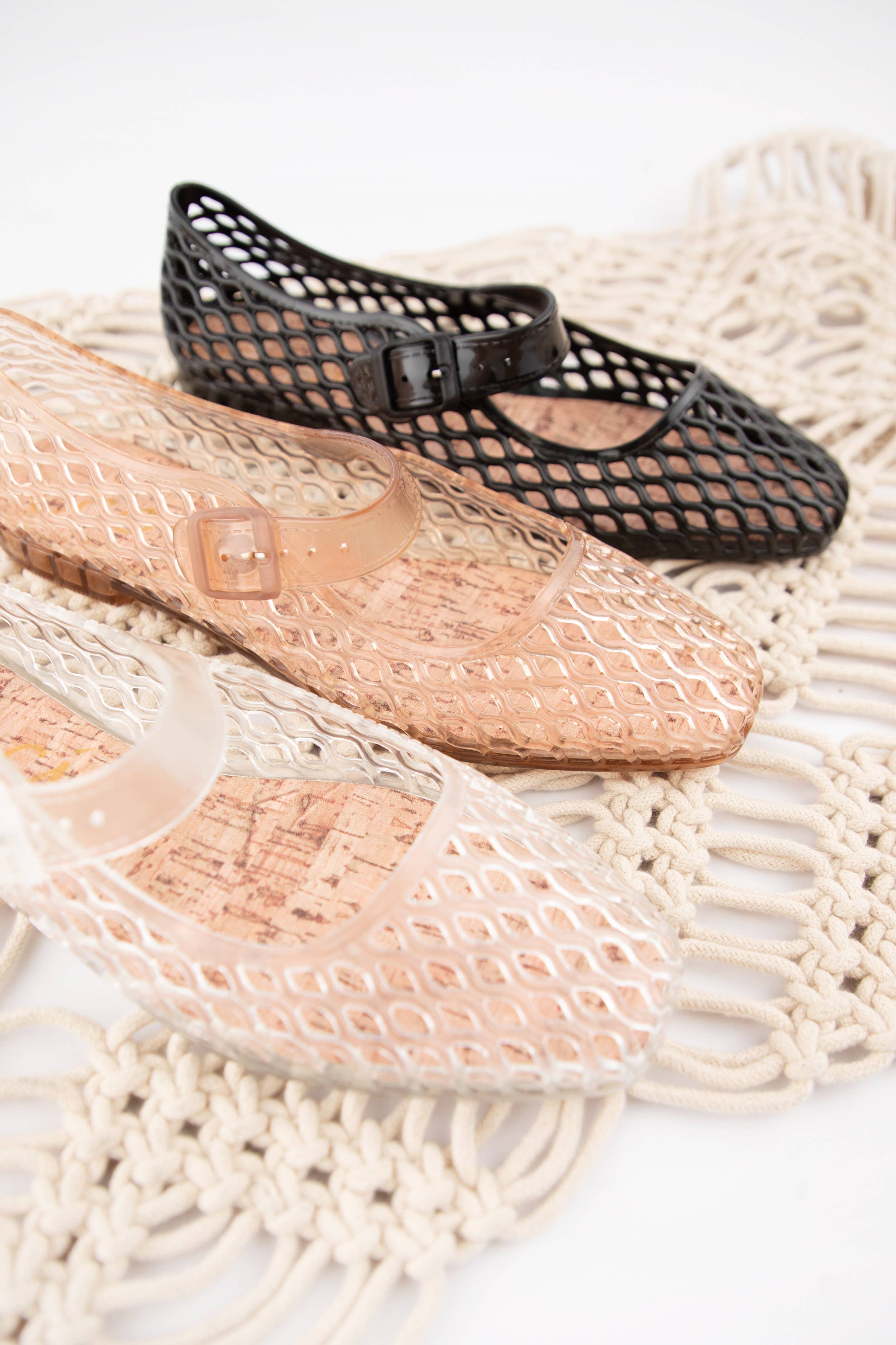 Woven Jelly Mary Jane Flats
