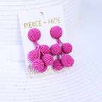 Fuchsia Beaded Bauble Drop Earring