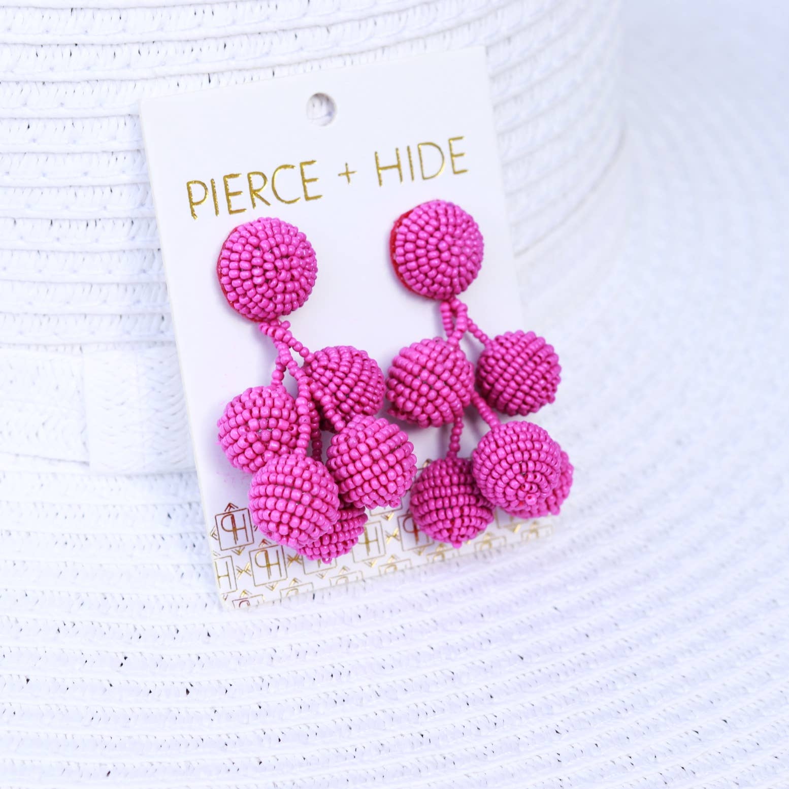 Fuchsia Beaded Bauble Drop Earring