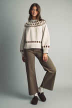 T7557   CLASSIC NORDIC FAIR ISLE ROUND-YOKE SWEATER