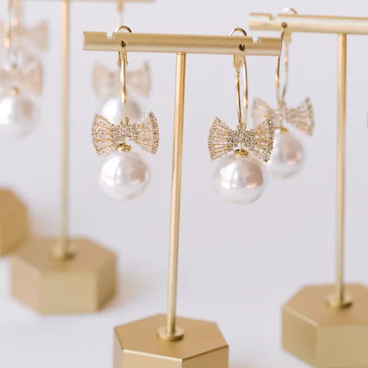 Bow Tie Pearl Earrings