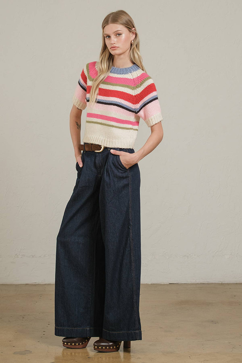 Chunky Knit Short Sleeve Sweater