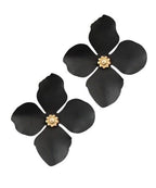 Black Petal Statement Stud Earrings | Flower Stud