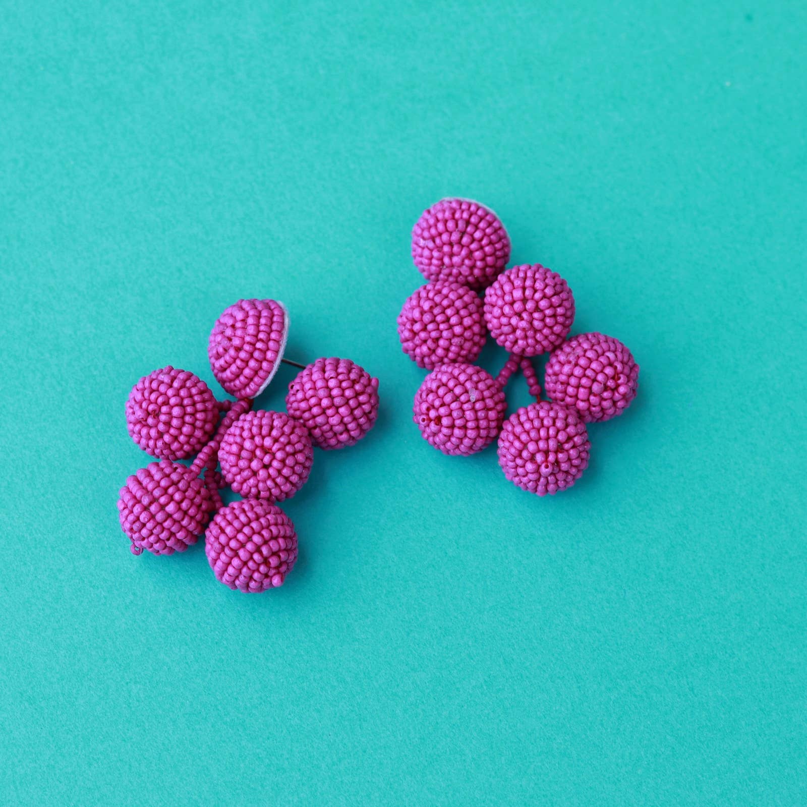 Fuchsia Beaded Bauble Drop Earring