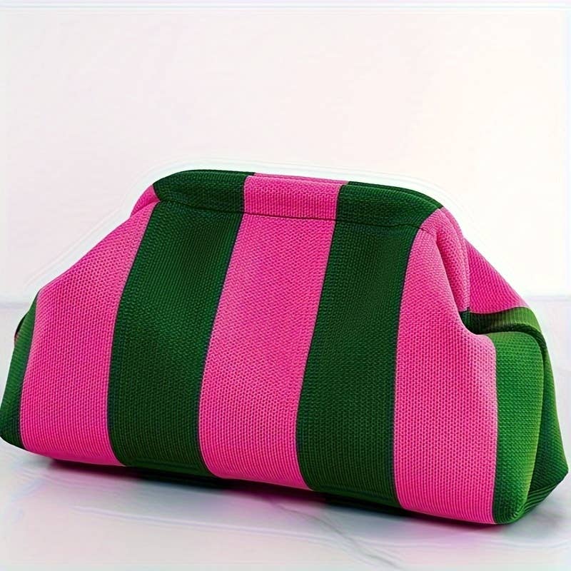 Compact Urban Chic Stripe Clutch Pouch