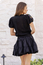 Floral Embroidered Pointelle Knitted Top