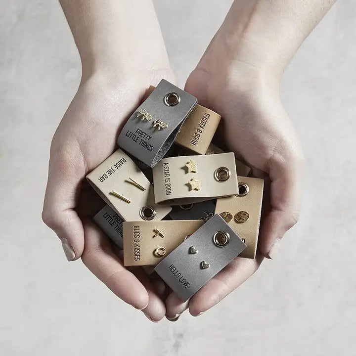 Leather Tag Stud Earrings