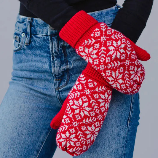 Red Snowflake Mittens