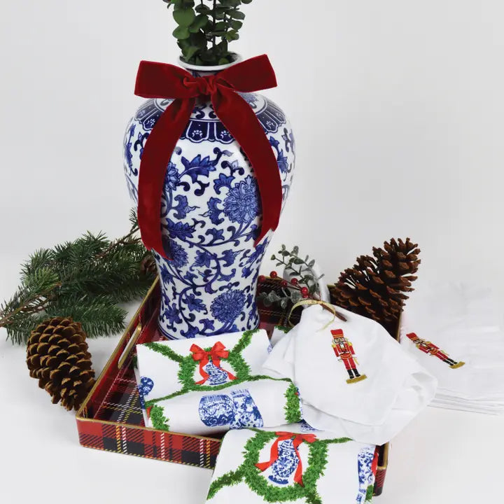 Red Tartan Square Tray