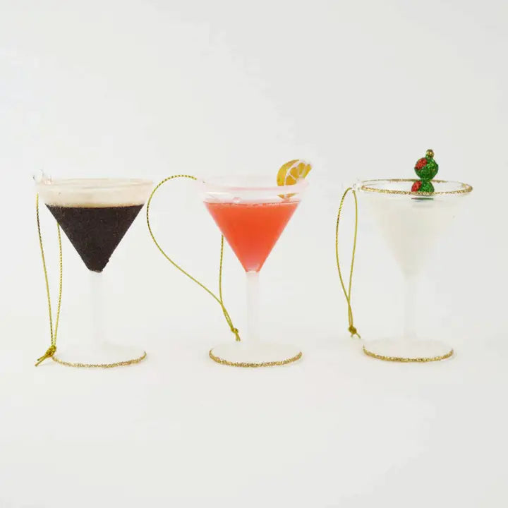 Martini Glass Ornaments 3-Piece