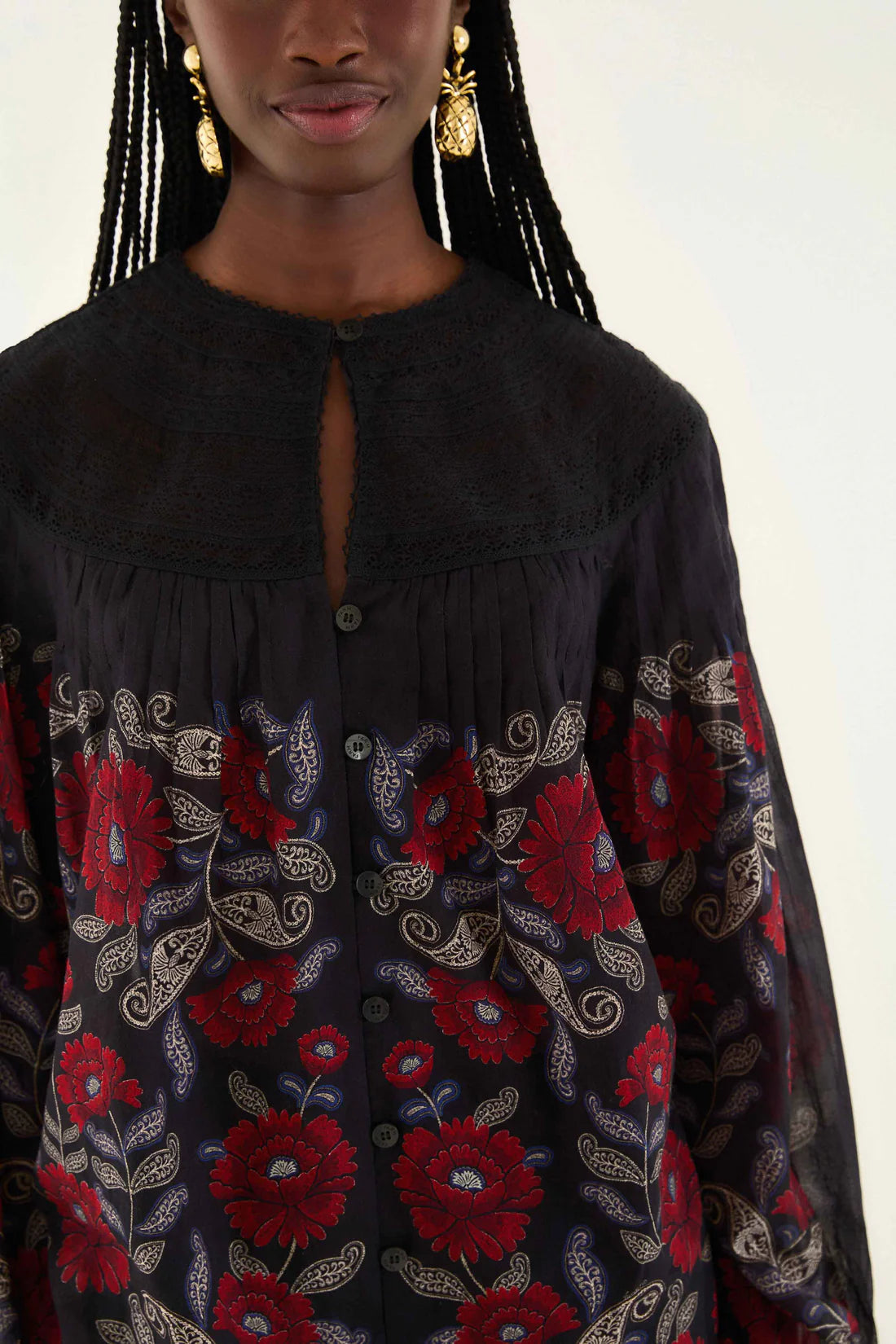 Black Valentina Long Sleeve Blouse