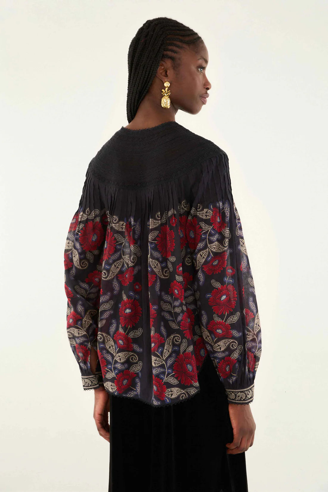 Black Valentina Long Sleeve Blouse