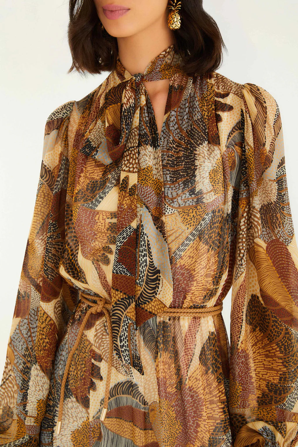 Cream Dotted Macaws Maxi Dress